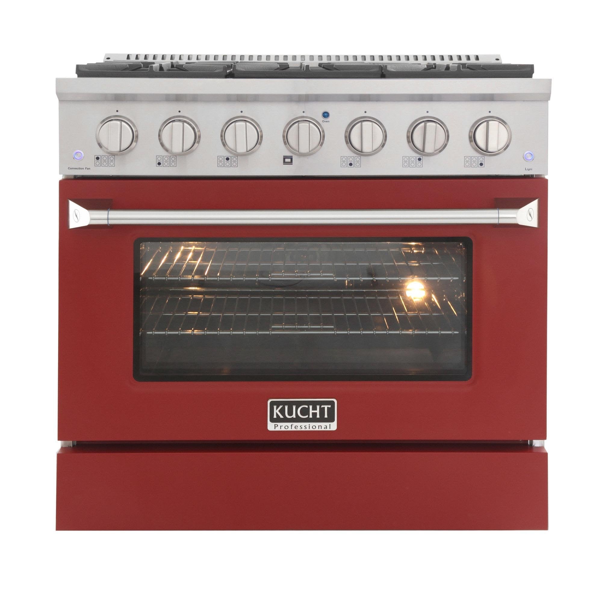 Kucht 36-Inch 5.2 Cu. Ft. Gas Range - Sealed Burners and Convection Oven in Red KNG361-R