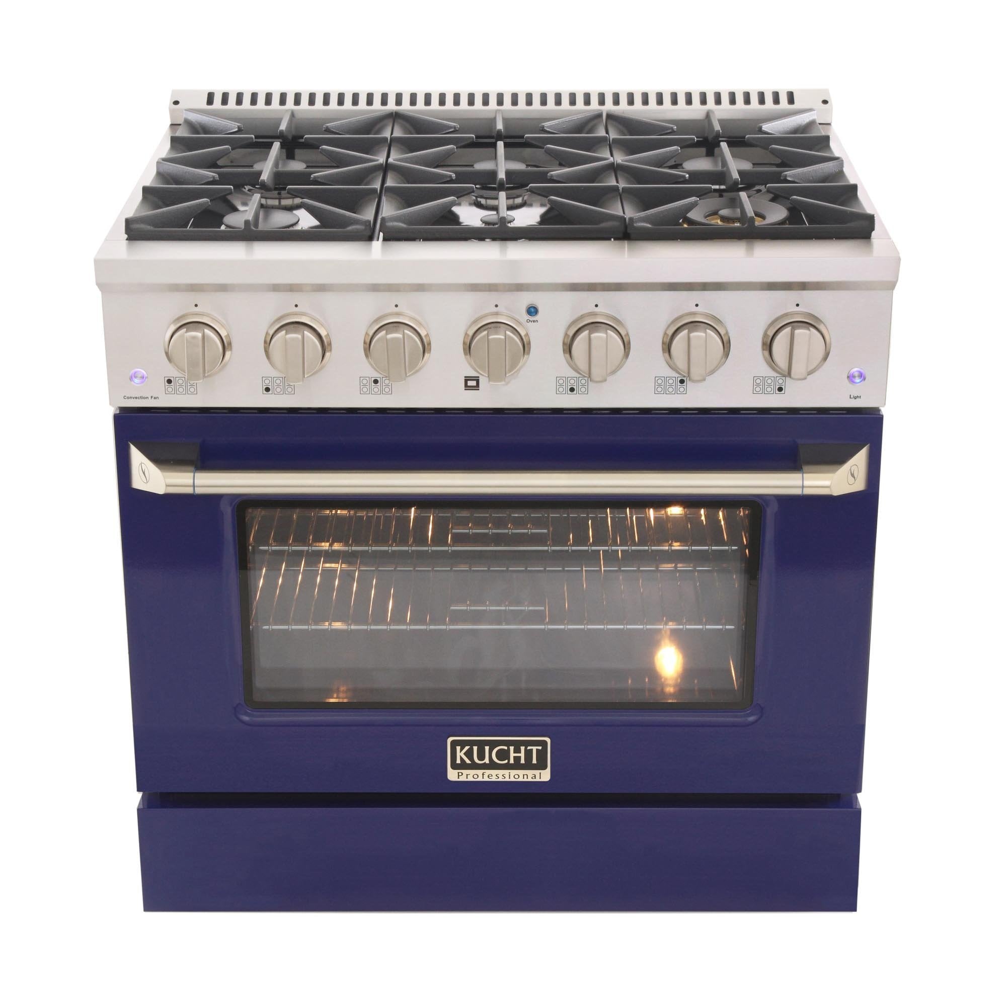 Kucht 36-Inch 5.2 Cu. Ft. Range - Sealed Burners and Convection Oven in Blue KNG361-B