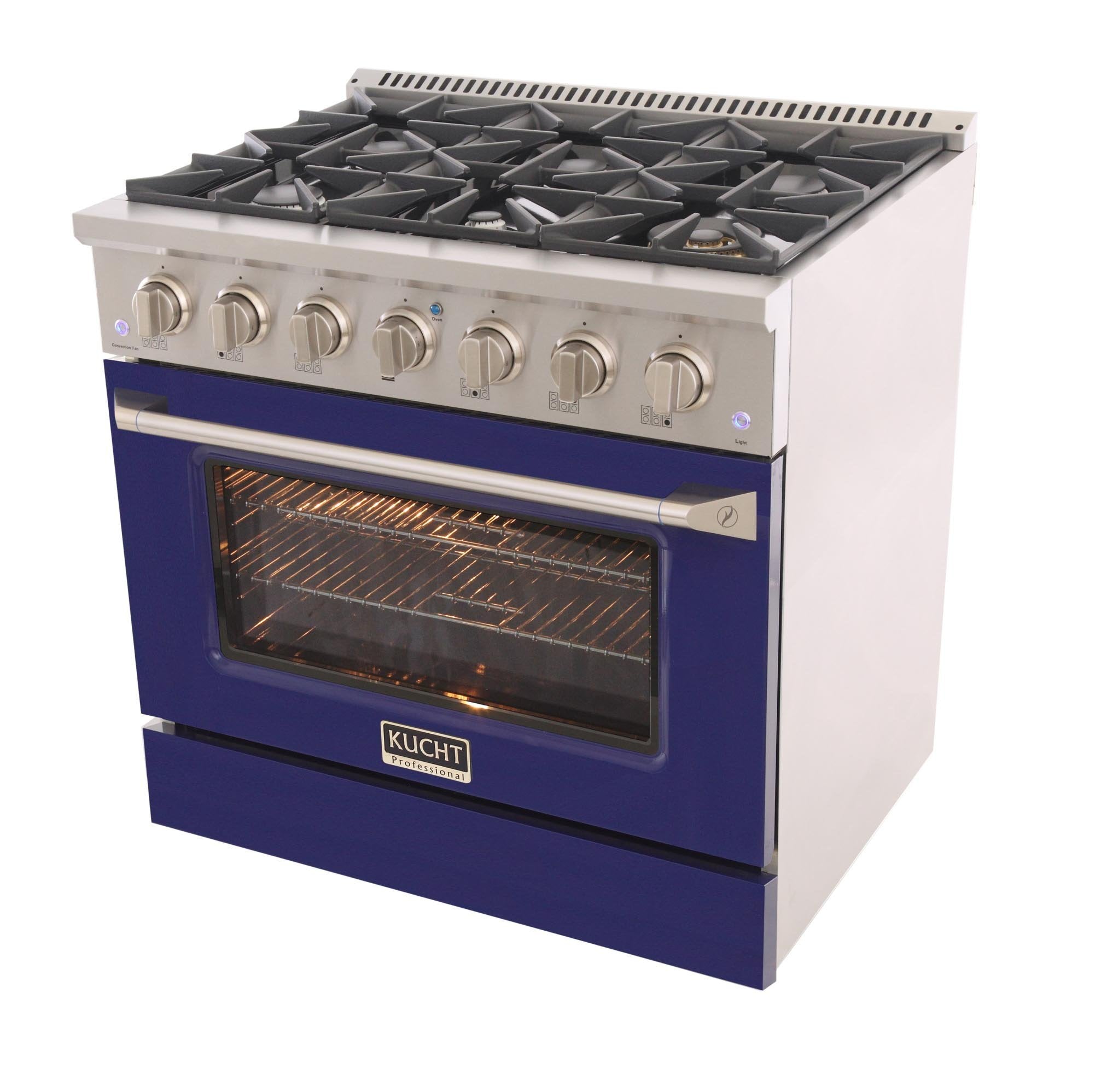 Kucht 36-Inch 5.2 Cu. Ft. Range - Sealed Burners and Convection Oven in Blue KNG361-B