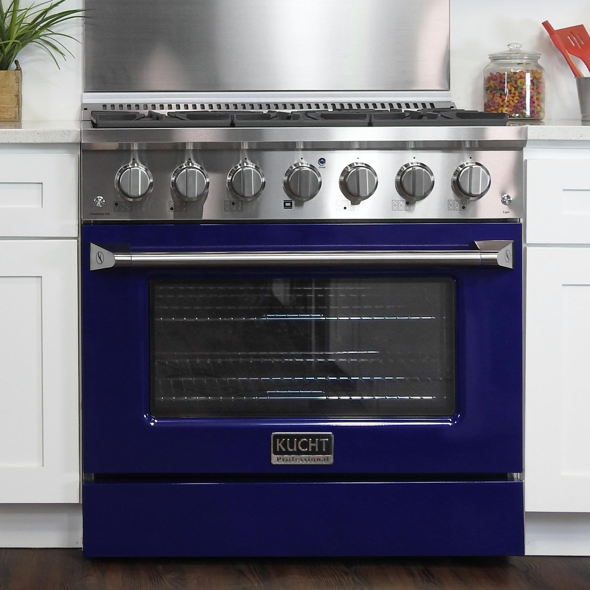 Kucht 36-Inch 5.2 Cu. Ft. Range - Sealed Burners and Convection Oven in Blue KNG361-B