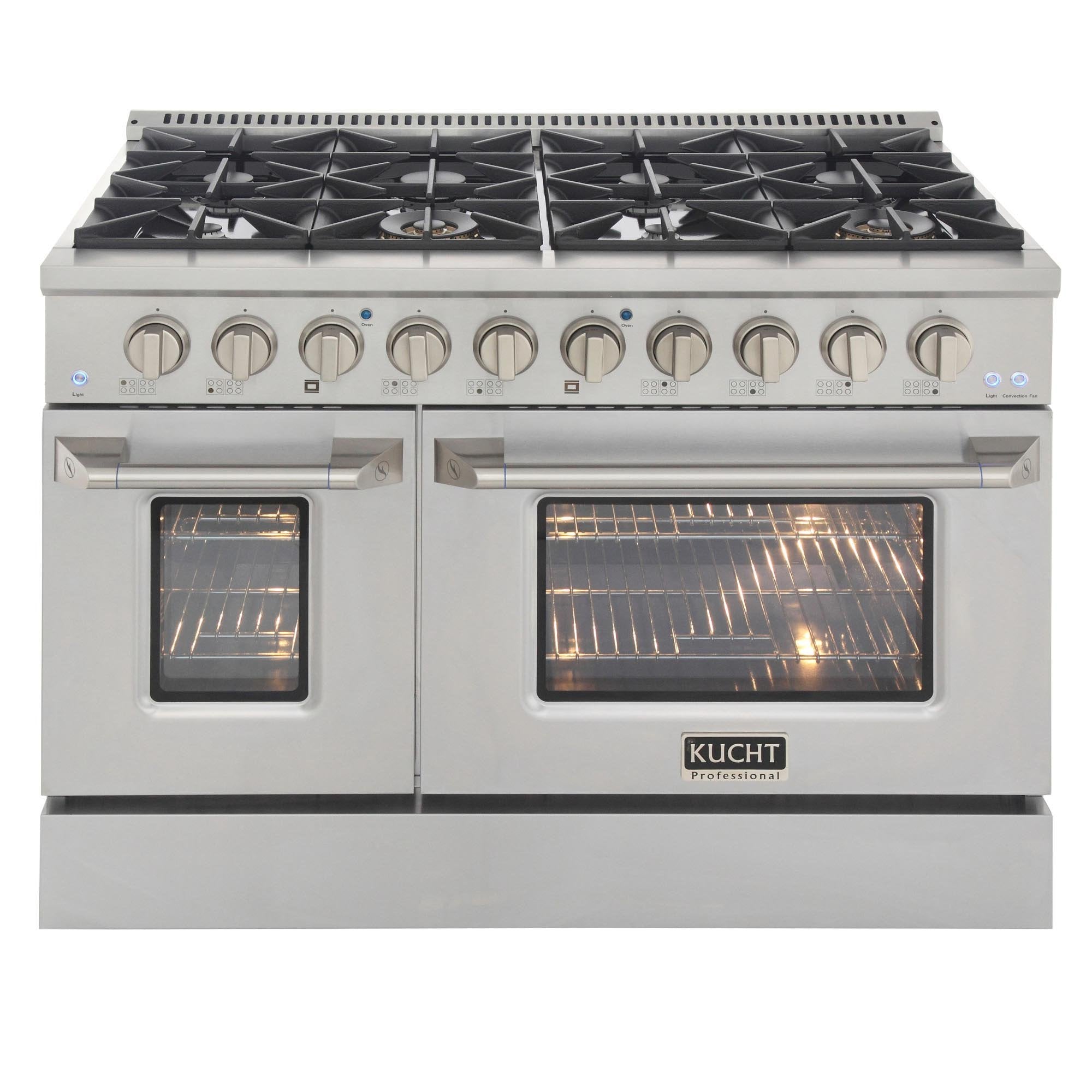 Kucht 48-Inch 6.7 Cu. Ft. Gas Range with Grill/Griddle and Two Ovens in Stainless Steel KNG481-S