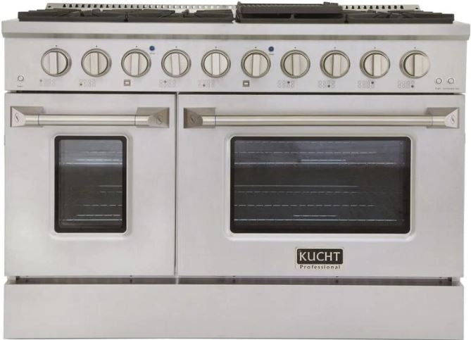 Kucht Professional 48 in. 6.7 cu ft. Natural Gas Range, Range Hood & Microwave Drawer Package, AP-KNG481-S-3