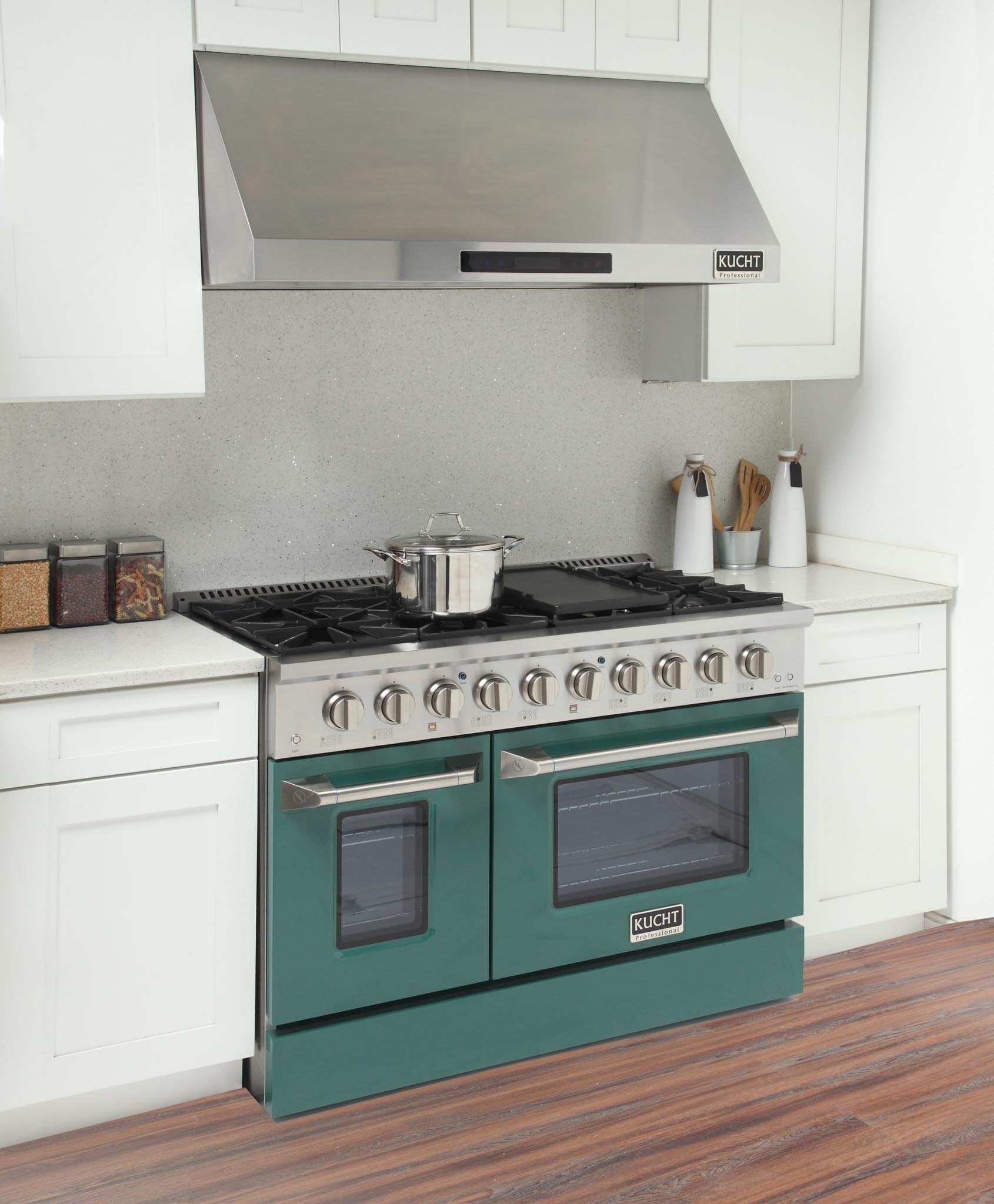 Kucht 48-Inch 6.7 Cu. Ft. Gas Range with Grill/Griddle in Green KNG481-G