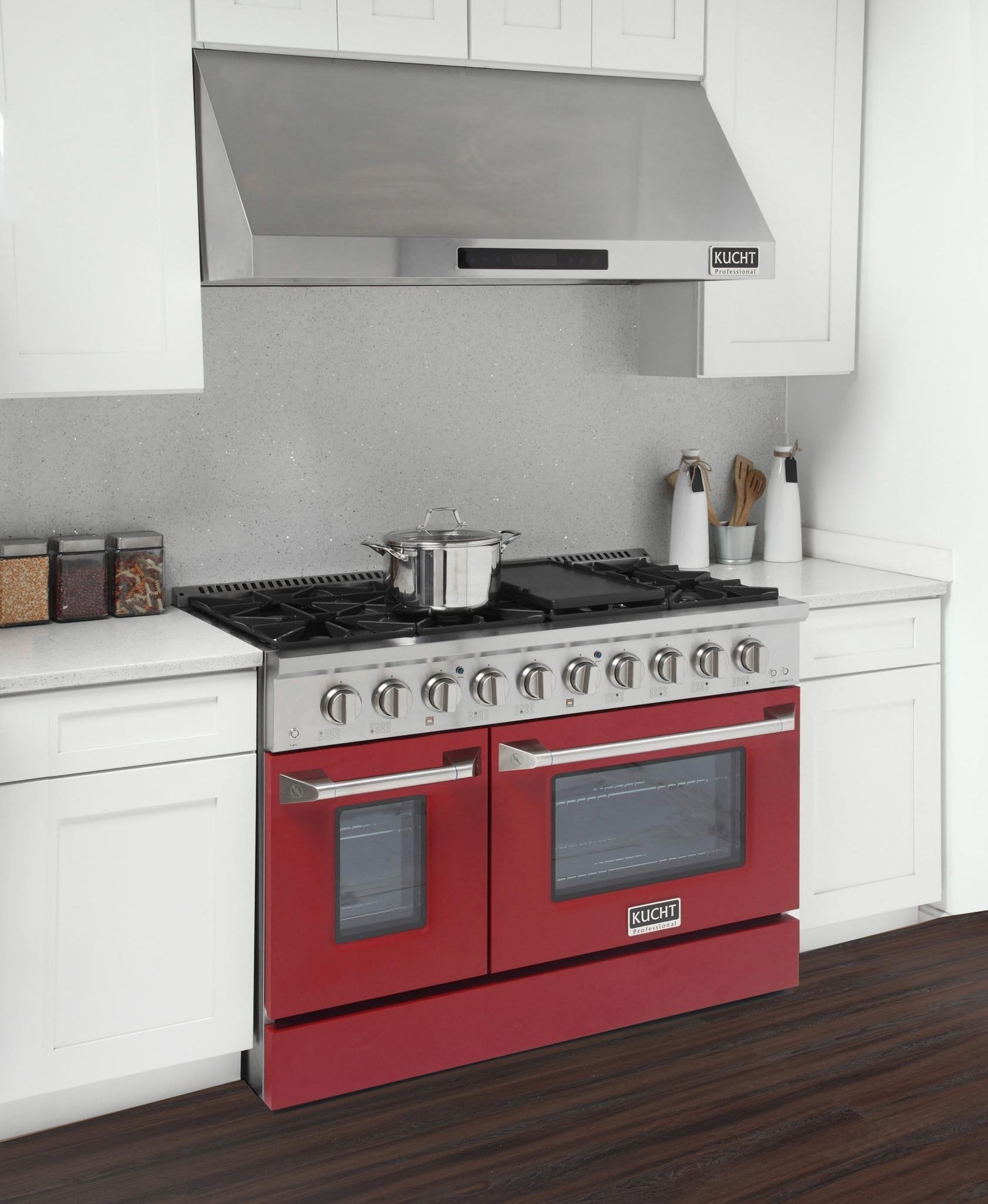 Kucht 48-Inch 6.7 Cu. Ft. Gas Range with Grill/Griddle in Red KNG481-R