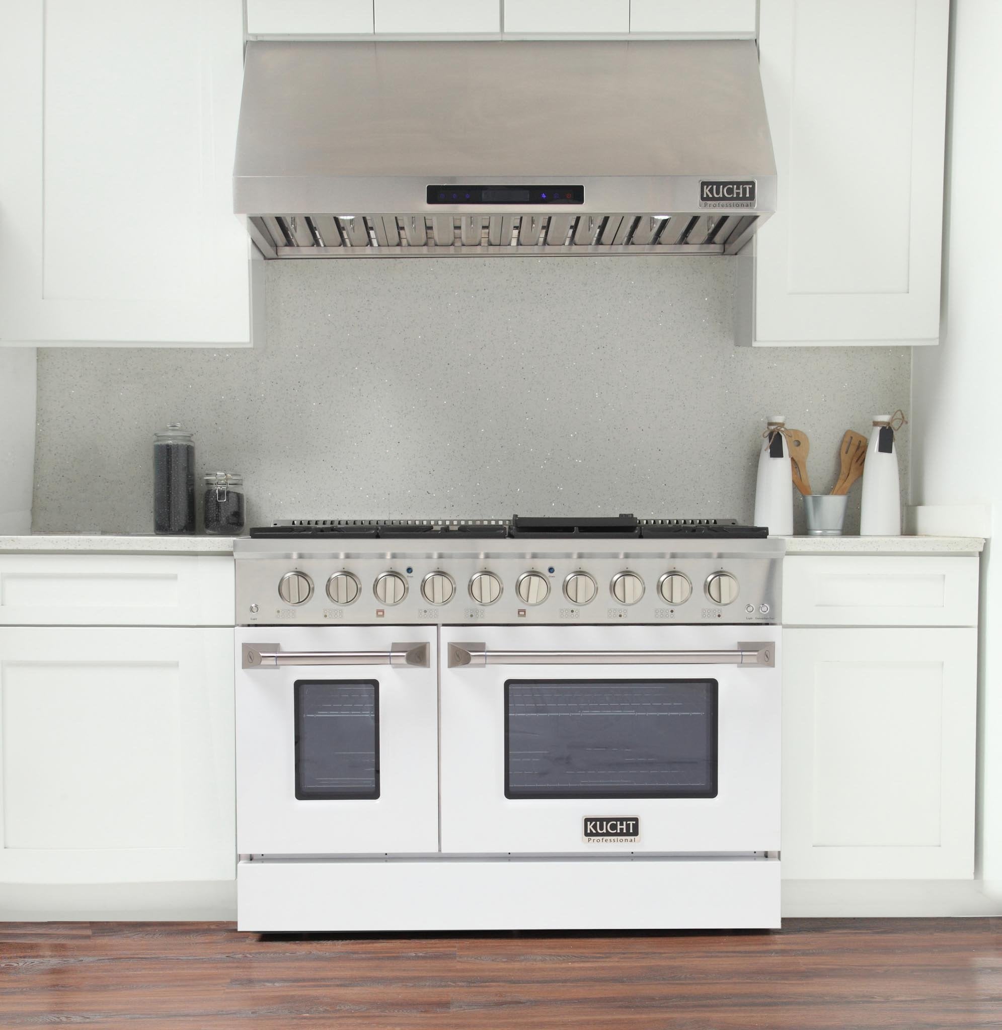 Kucht 48-Inch 6.7 Cu. Ft. Gas Range with Grill/Griddle in White KNG481-W