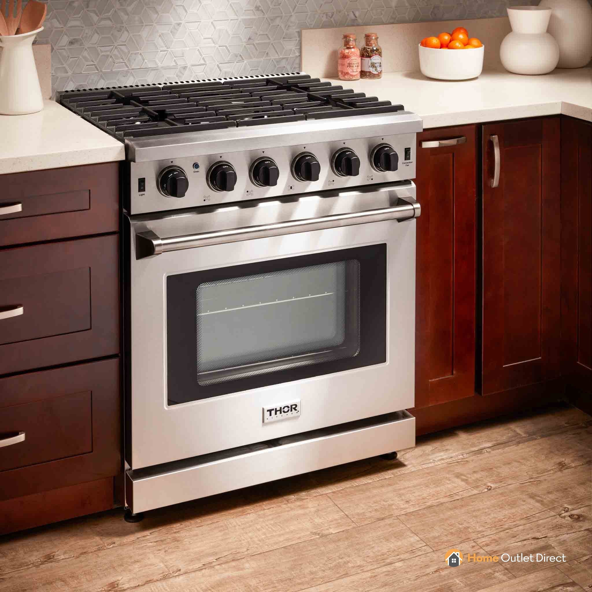 Thor Kitchen 30-Inch Gas Range with 5 Burners, 4.55 cu. ft Oven in Stainless Steel LRG3001U