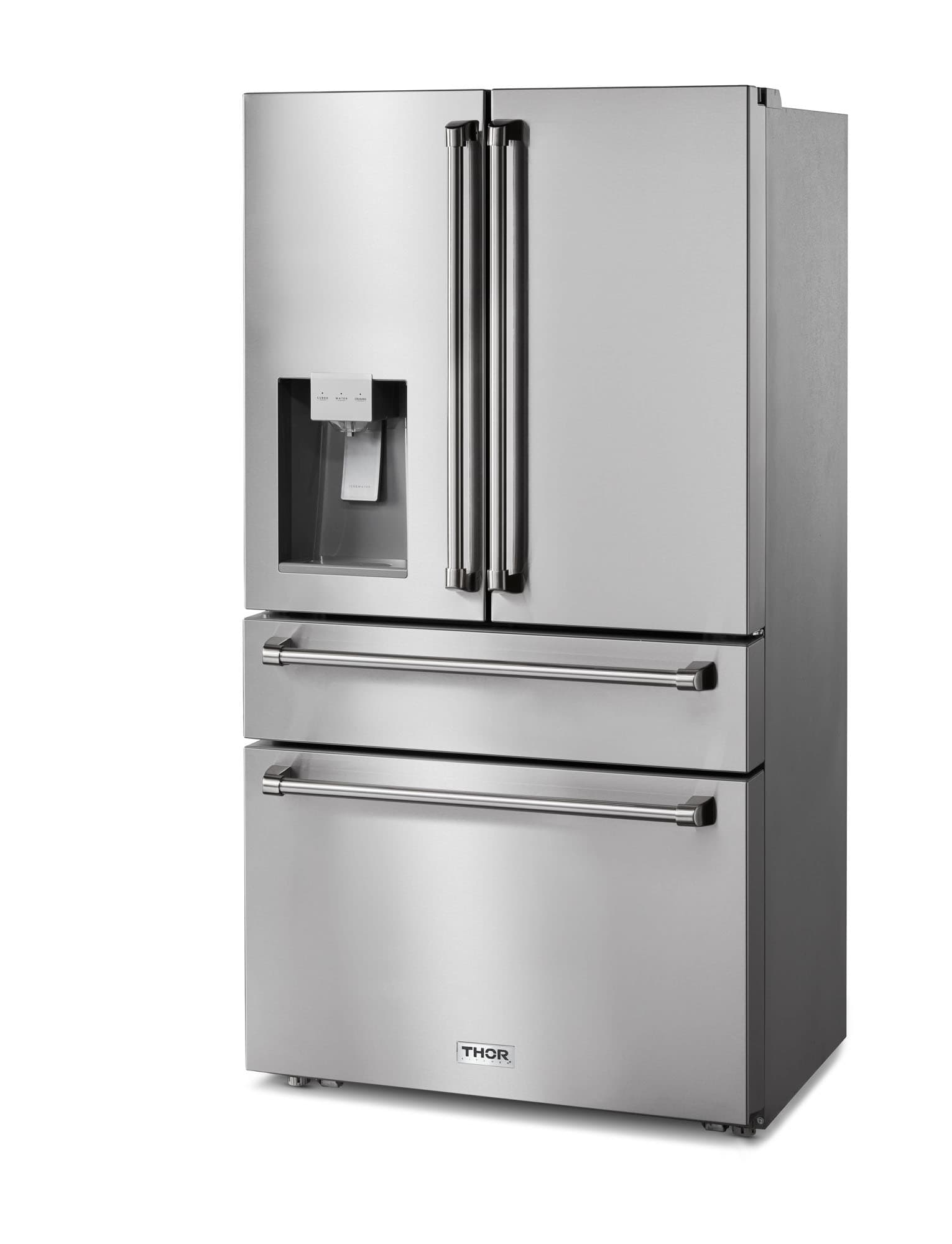 Thor Kitchen 5-Piece Appliance Package - 36-Inch Electric Range, Wall Mount Range Hood, Refrigerator with Water Dispenser, Dishwasher, and Microwave in Stainless Steel