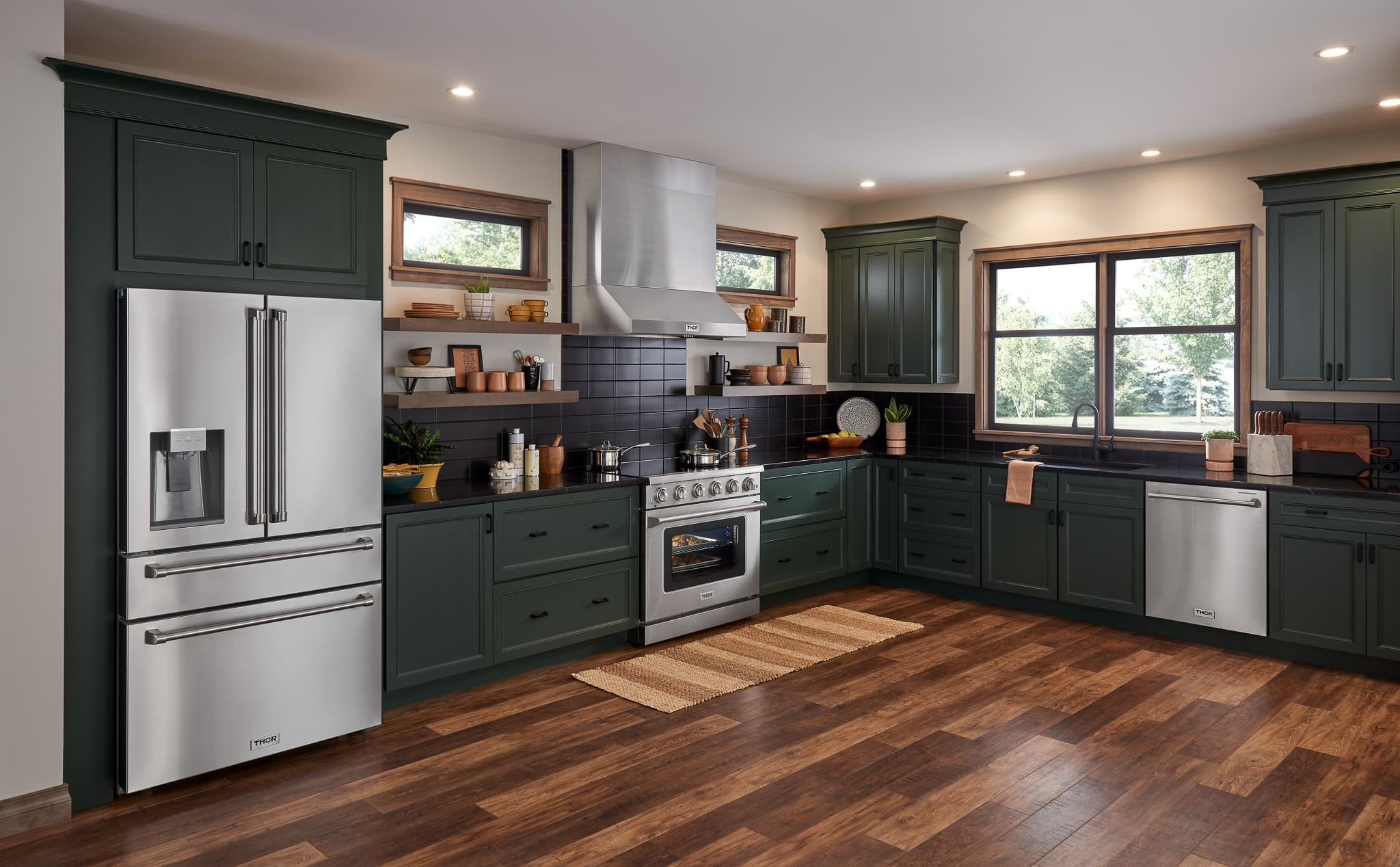 Thor Kitchen 3-Piece Appliance Package - 36-Inch Electric Range, Refrigerator with Water Dispenser, and Dishwasher in Stainless Steel