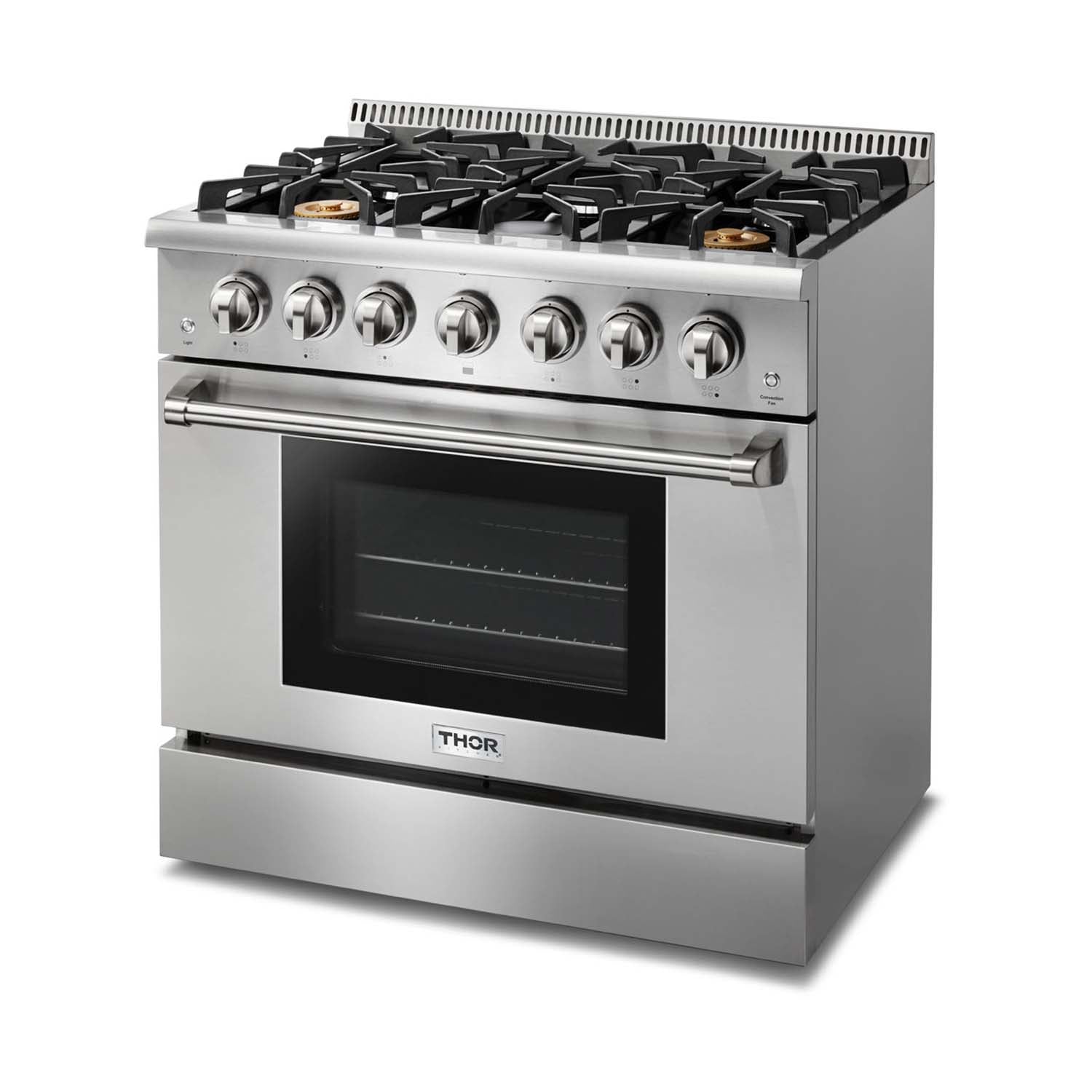 Thor Kitchen 4-Piece Pro Appliance Package - 36-Inch Gas Range, French Door Refrigerator, Dishwasher, and Microwave Drawer in Stainless Steel