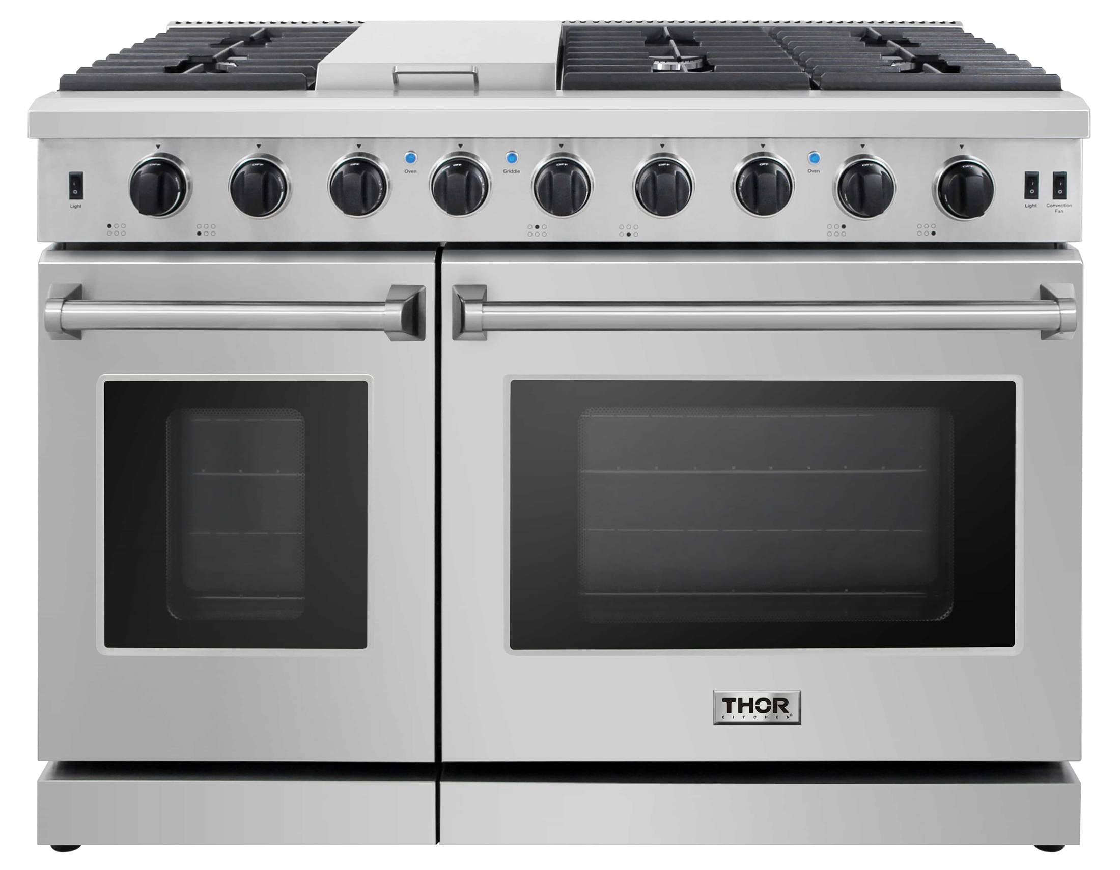 Thor Kitchen 48-Inch 6.8 cu. ft. Double Oven Gas Range in Stainless Steel LRG4807U