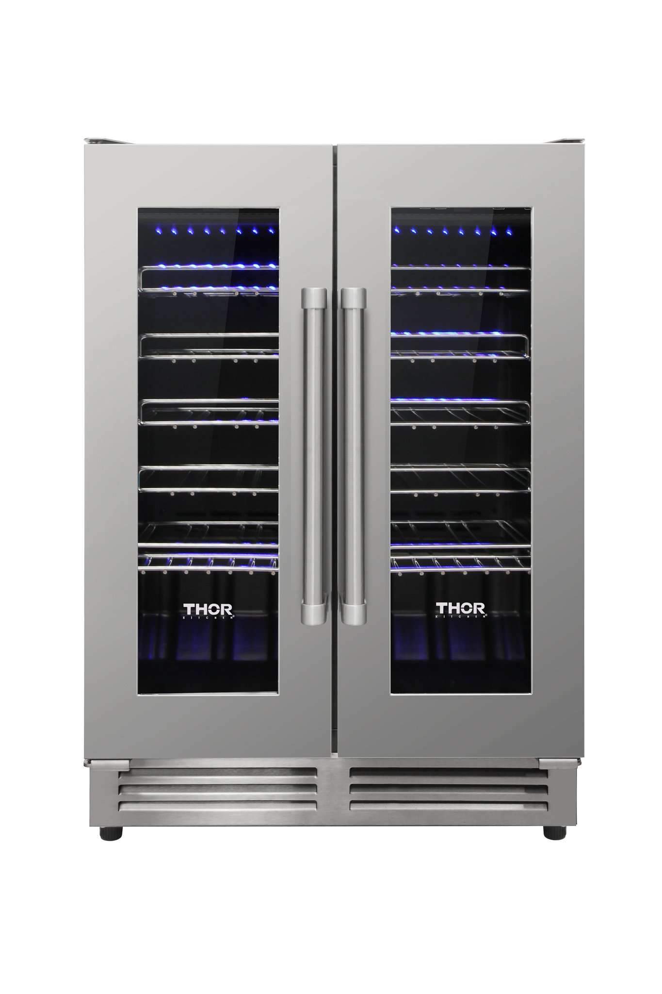 Thor Kitchen 5-Piece Appliance Package - 36-Inch Electric Range with Tilt Panel, French Door Refrigerator, Dishwasher, Microwave Drawer, & Wine Cooler in Stainless Steel