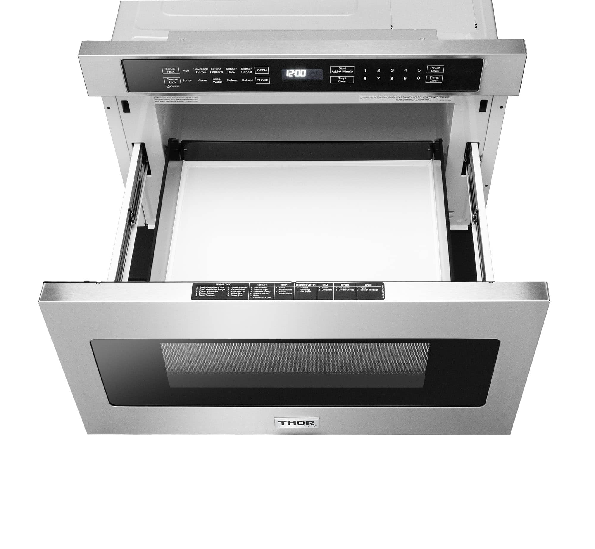 Thor Kitchen 5-Piece Appliance Package - 36-Inch Electric Range with Tilt Panel, French Door Refrigerator, Dishwasher, Microwave Drawer, & Wine Cooler in Stainless Steel