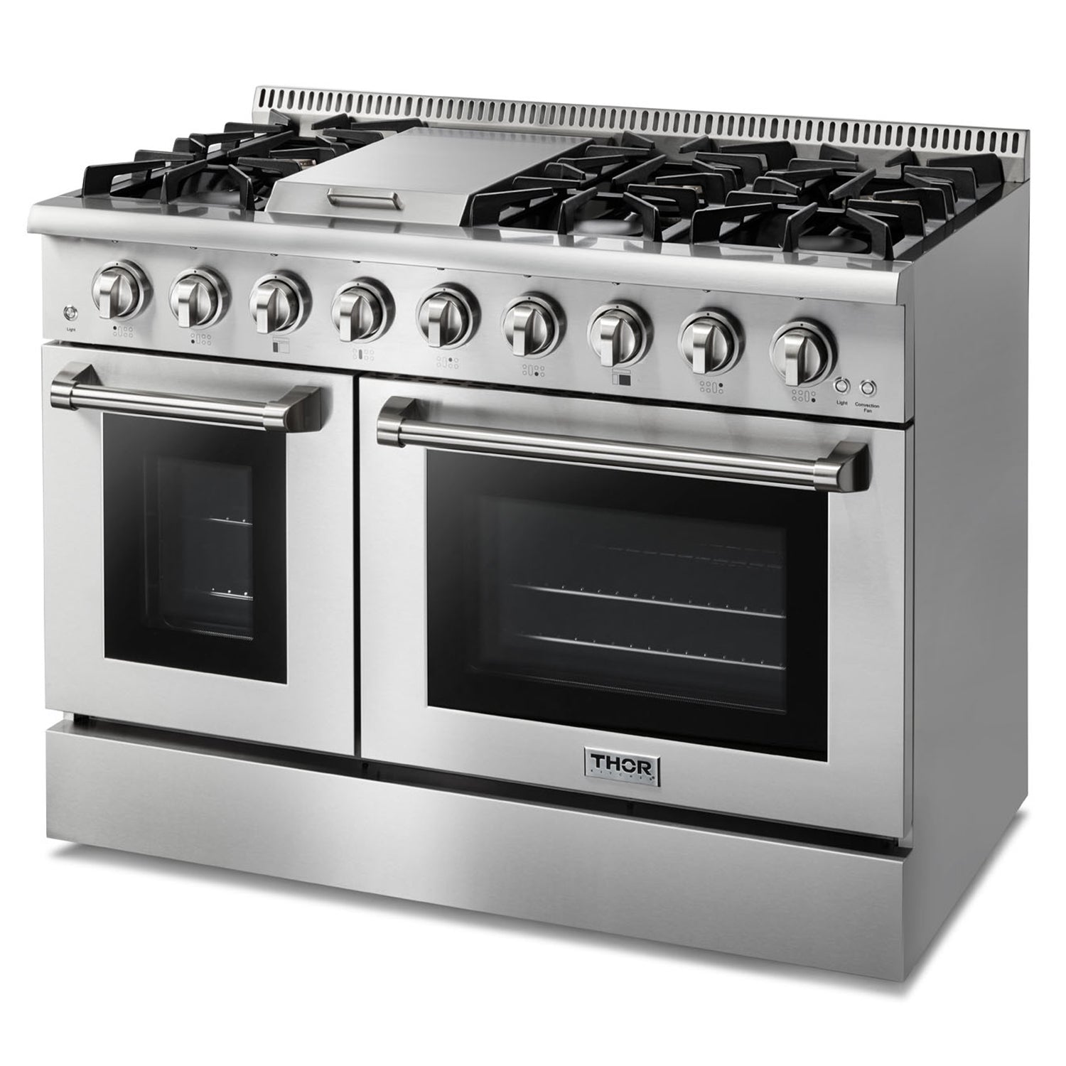 Thor Kitchen 5-Piece Pro Appliance Package - 48-Inch Gas Range, French Door Refrigerator, Dishwasher, Under Cabinet 11-Inch Tall Hood, and Microwave Drawer in Stainless Steel