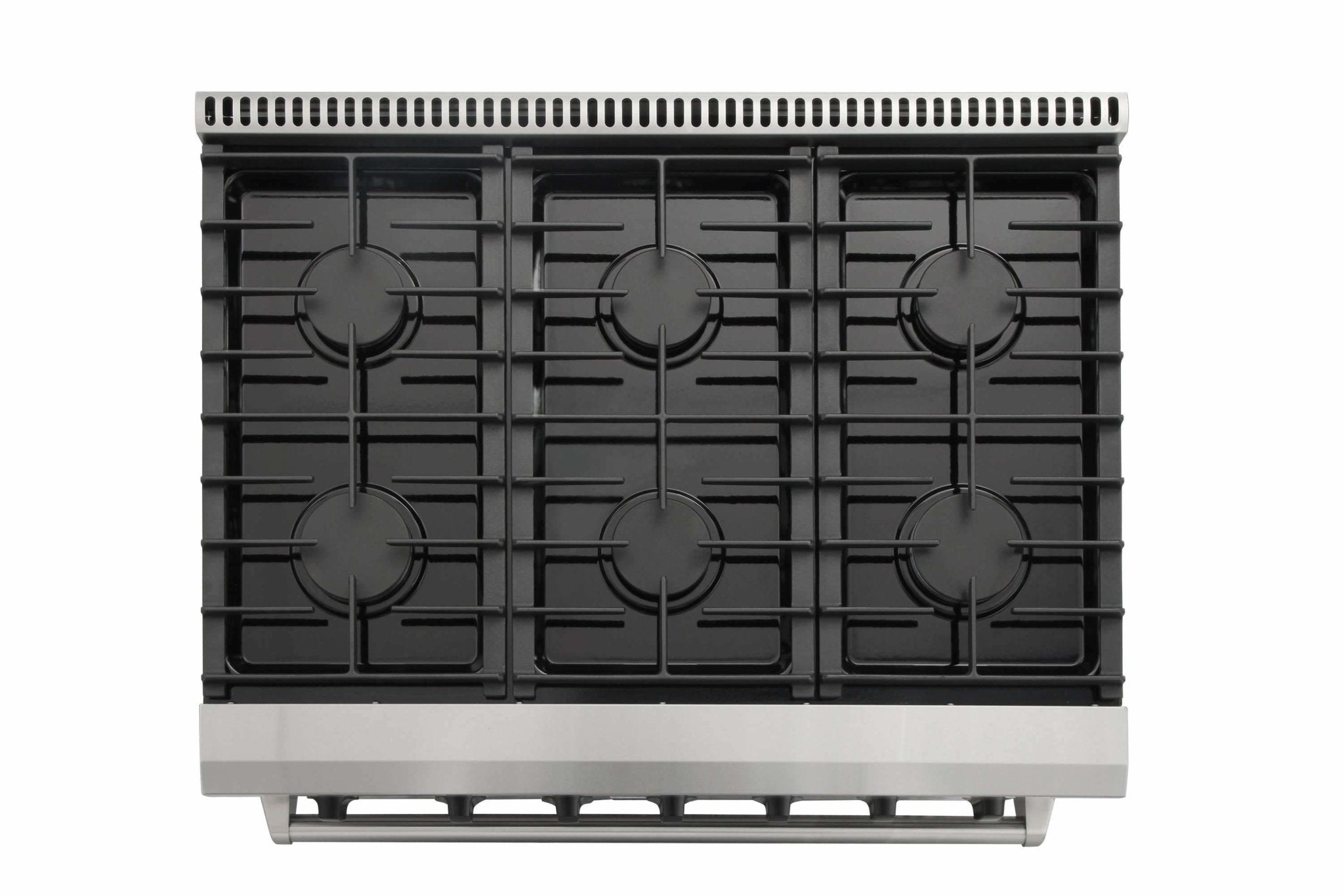 Thor Kitchen 6-Piece Appliance Package - 36-Inch Gas Range, French Door Refrigerator, Pro-Style Wall Mount Hood, Dishwasher, Microwave Drawer, & Wine Cooler in Stainless Steel