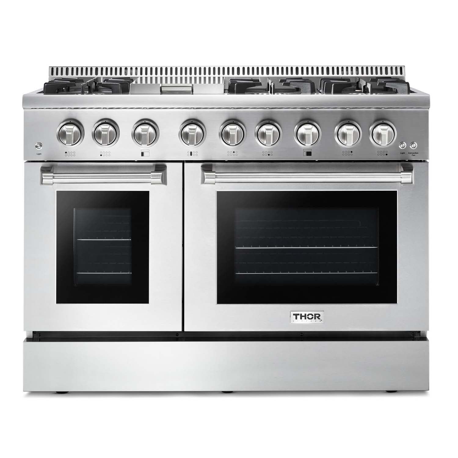 Thor Kitchen 6-Piece Pro Appliance Package - 48-Inch Dual Fuel Range, French Door Refrigerator, Dishwasher, Under Cabinet 11-Inch Tall Hood, Microwave Drawer, & Wine Cooler in Stainless Steel