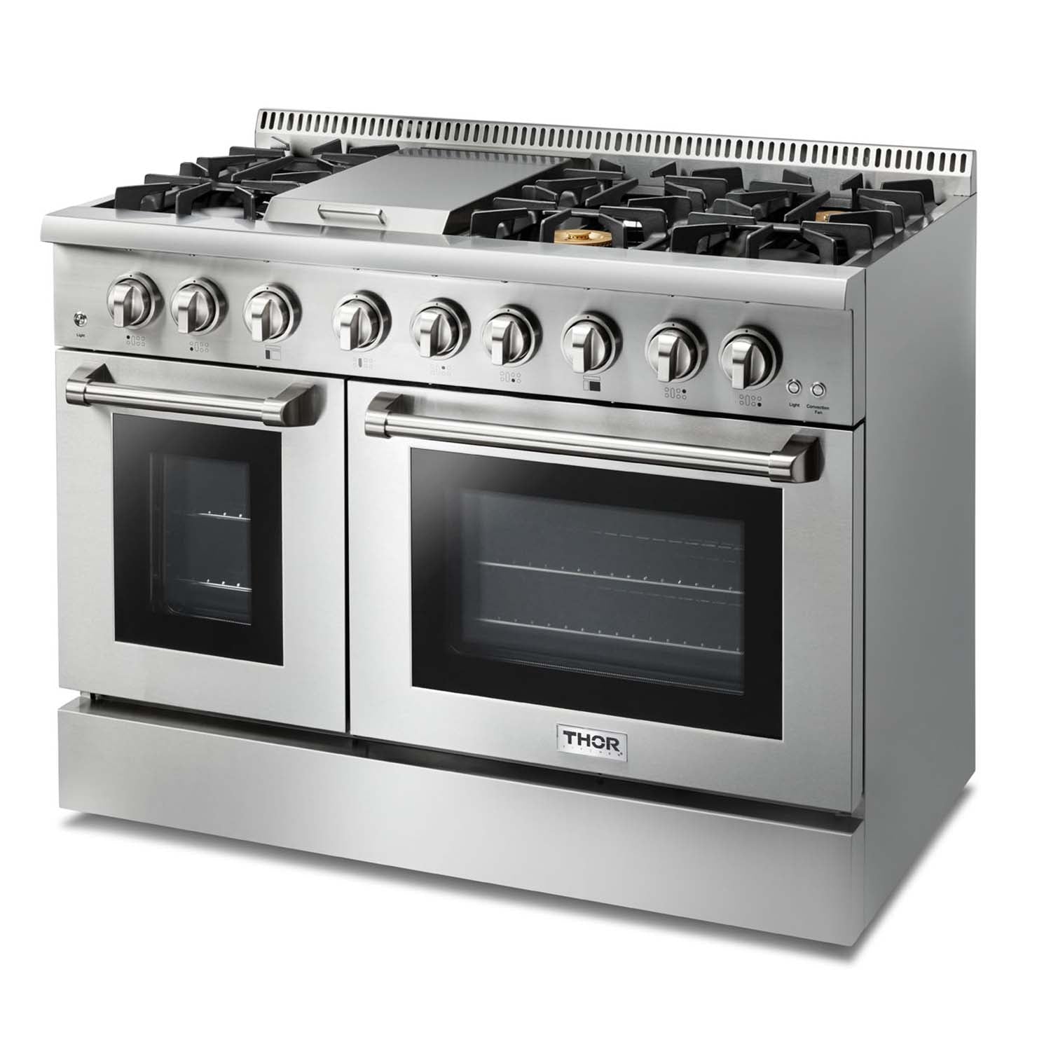 Thor Kitchen 6-Piece Pro Appliance Package - 48-Inch Dual Fuel Range, French Door Refrigerator, Dishwasher, Under Cabinet 11-Inch Tall Hood, Microwave Drawer, & Wine Cooler in Stainless Steel