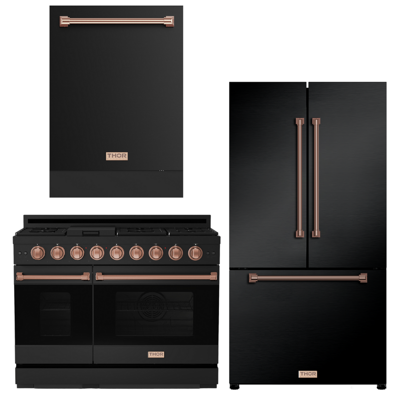 Gordon Ramsay by THOR Kitchen Package - 48" Gas Range, 36" Refrigerator with Ice Maker and Dishwasher in Stainless Steel, AP-RSG48EB-2