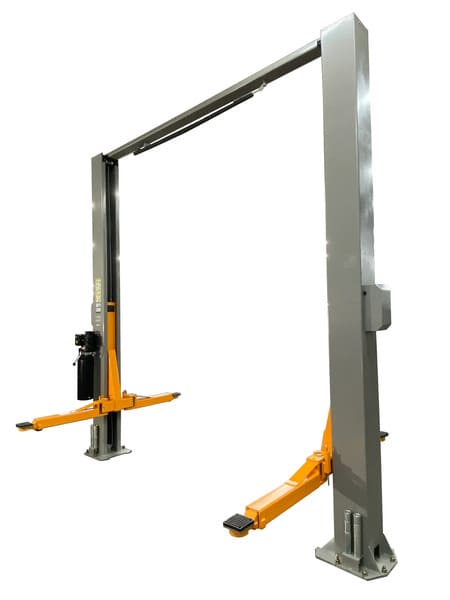Triumph NTO-11A lift shown from side angle highlighting lift arms and overhead bar