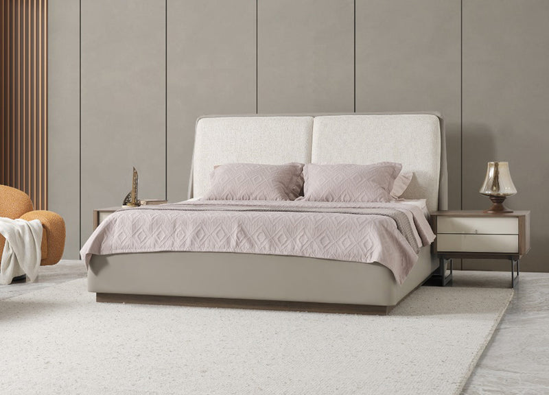 Whiteline Modern Living Romina Queen Bed in Light Grey Color - BQ2020P