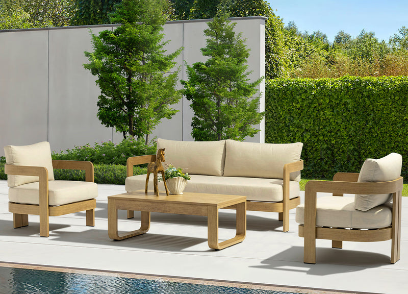 Whiteline Modern Living Sally 4 Piece Outdoor Lounge Set in Beige Color - COL2005