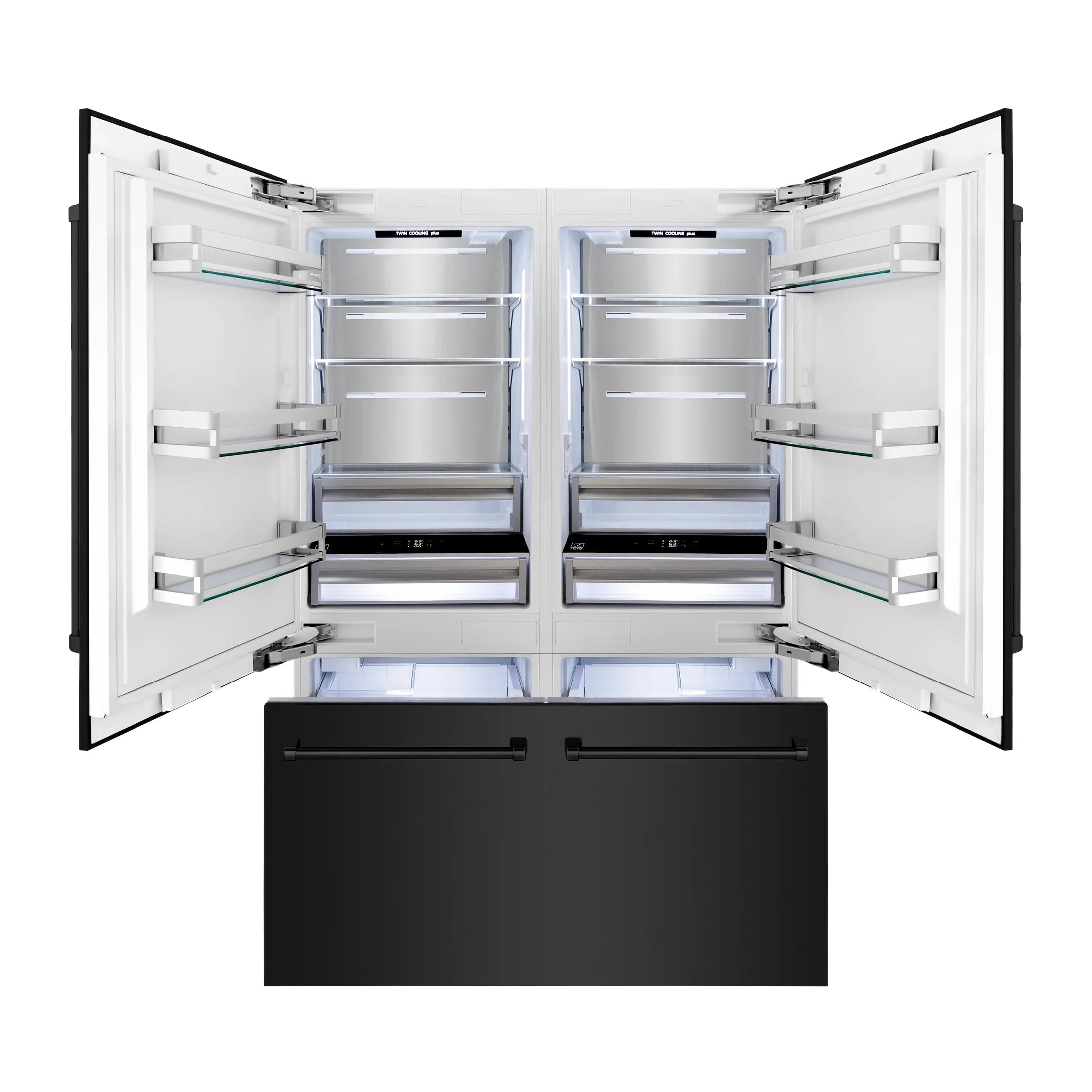 ZLINE 60" 32.2 cu. ft. Built-In 4-Door French Door Refrigerator with Internal Water and Ice Dispenser in Black Stainless Steel RBIV-BS-60