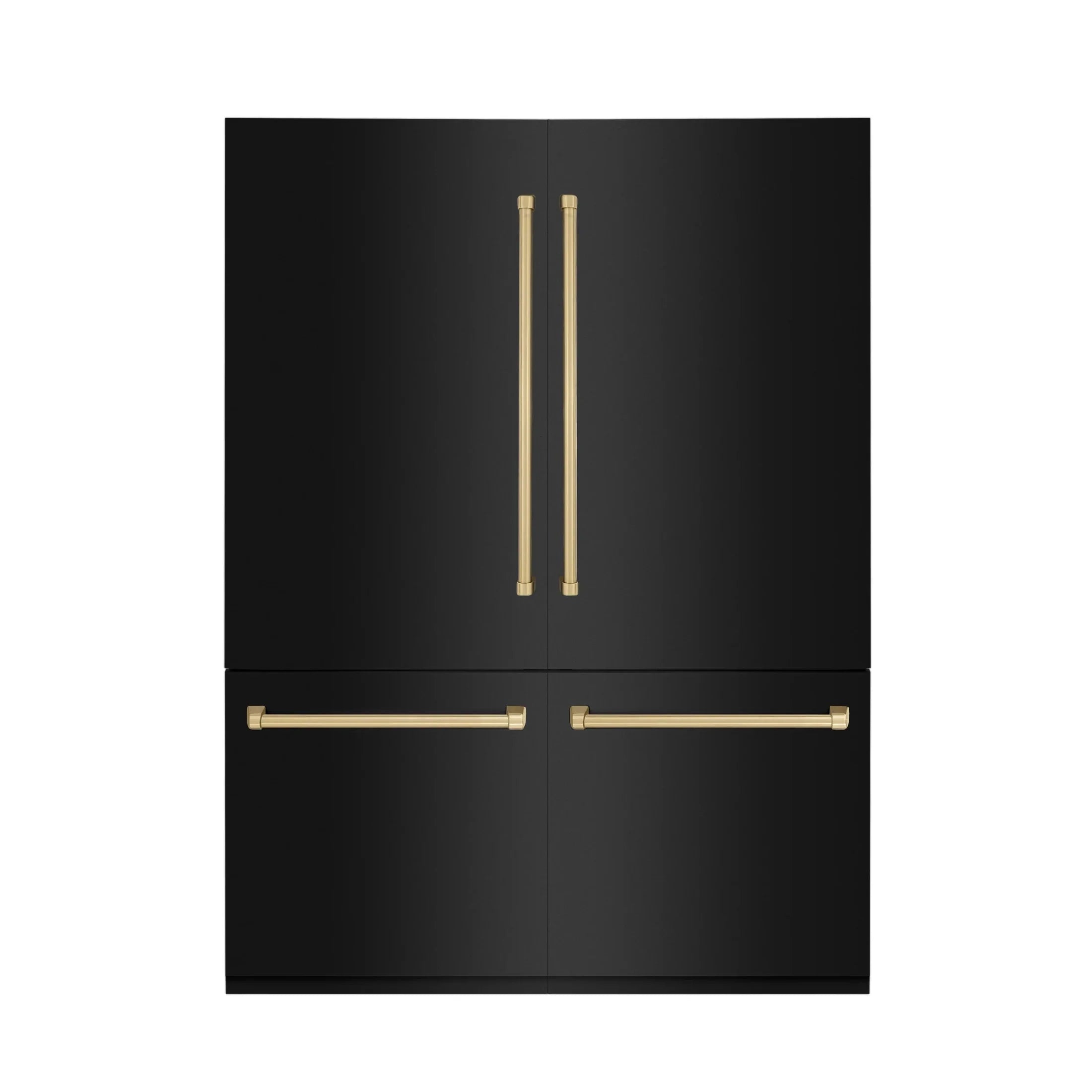 ZLINE 60" Autograph Edition 32.2 cu. ft. Built-in 4-Door French Door Refrigerator with Internal Water and Ice Dispenser in Black Stainless Steel with Champagne Bronze Accents RBIVZ-BS-60-CB