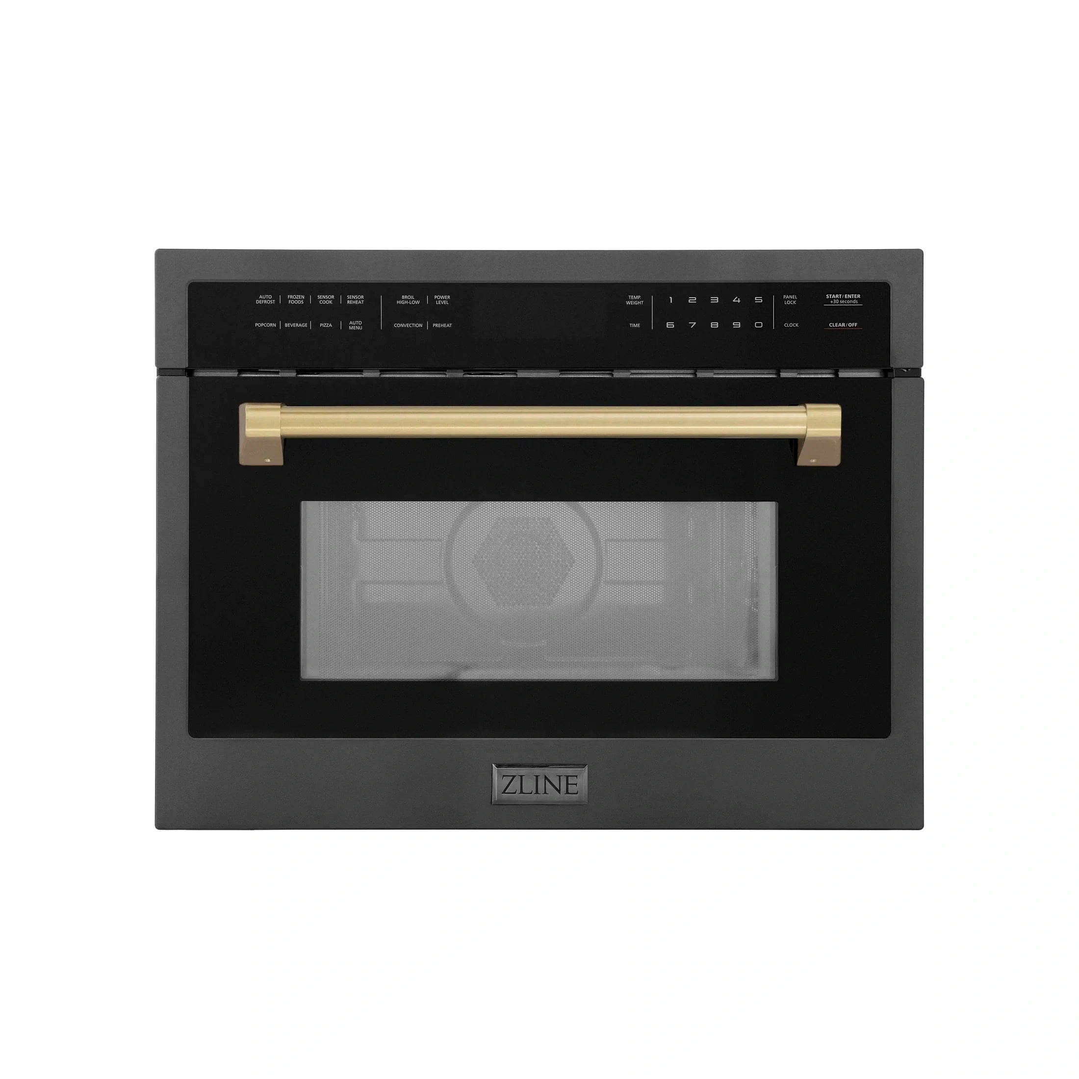 ZLINE Autograph Edition 24" 1.6 cu ft. Built-in Convection Microwave Oven in Black Stainless Steel with Accents MWOZ-24-BS