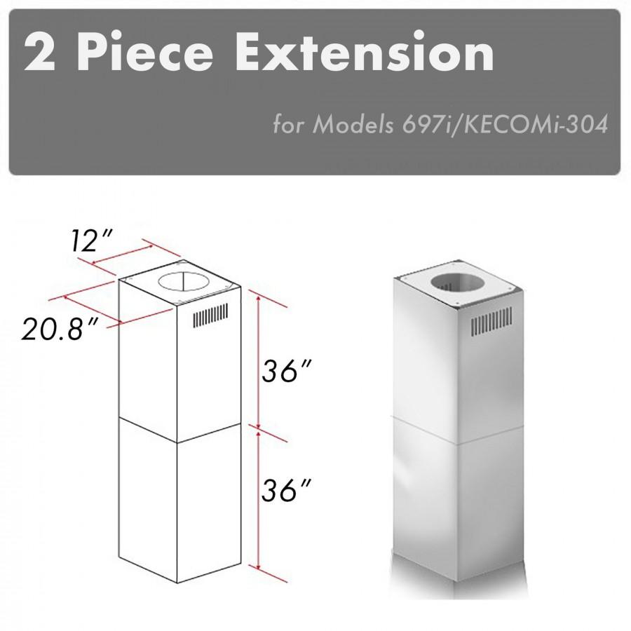 ZLINE 2-36 in. Chimney Extensions for 10 ft. to 12 ft. Ceilings - 2PCEXT-697i/KECOMi