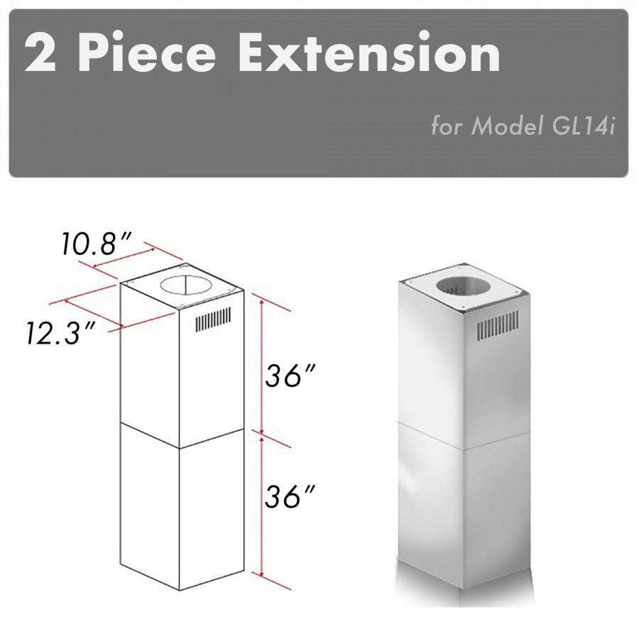 ZLINE 2-36 in. Chimney Extensions for 10 ft. to 12 ft. Ceilings - 2PCEXT-GL14i