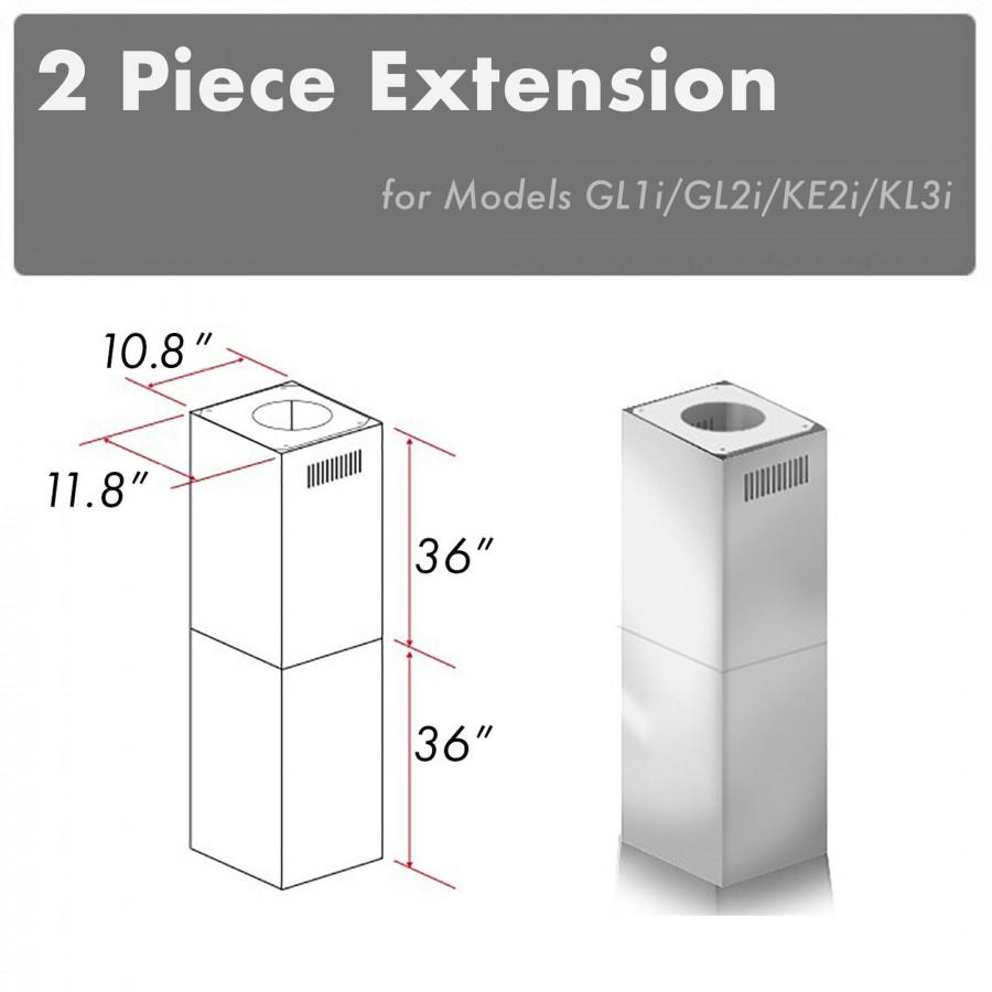ZLINE 2-36 in. Chimney Extensions for 10 ft. to 12 ft. Ceilings - 2PCEXT-GL1i/GL2i/KE2i/KL3i