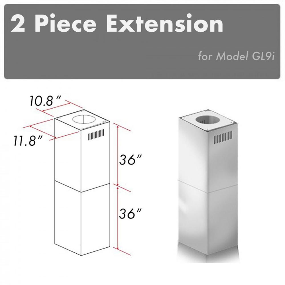 ZLINE 2-36 in. Chimney Extensions for 10 ft. to 12 ft. Ceilings - 2PCEXT-GL9i