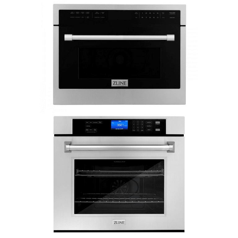 ZLINE Appliance Package - 30 in. Self-Cleaning Wall Oven and 24 in. Microwave Oven - 2KP-MW24-AWS30