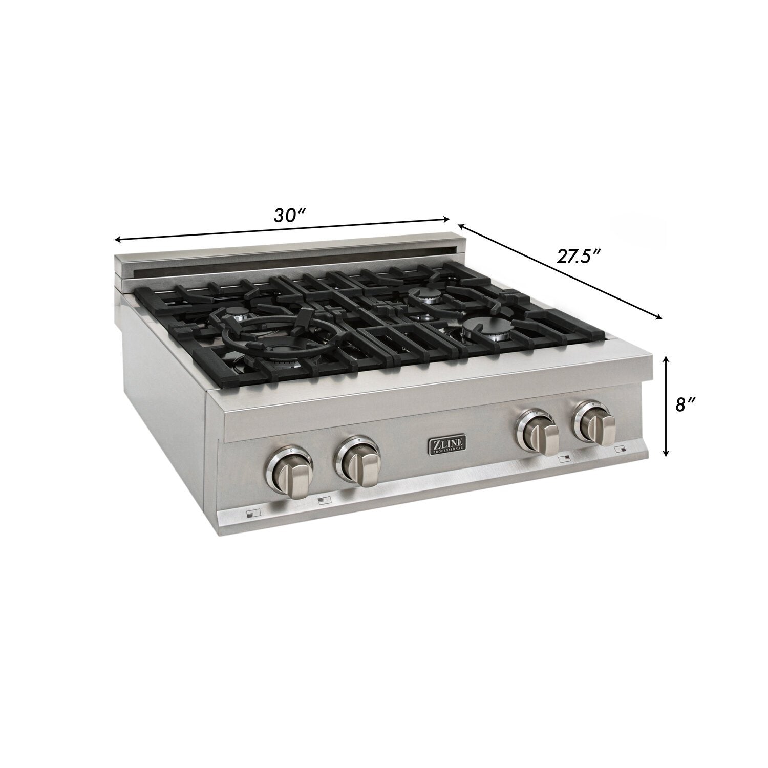 ZLINE 30" Porcelain Rangetop in DuraSnow Stainless Steel with 4 Gas Burners