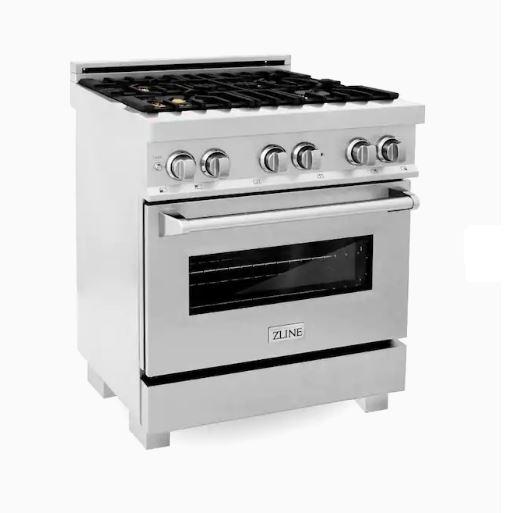 ZLINE 30" Professional Dual Fuel Range With Gas Stove and Electric Oven in Dura Snow Stainless Steel