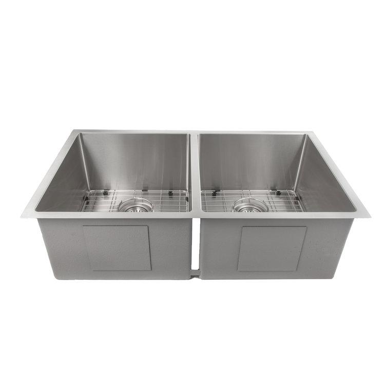 ZLINE 33" Anton Undermount Double Bowl Kitchen Sink with Bottom Grid