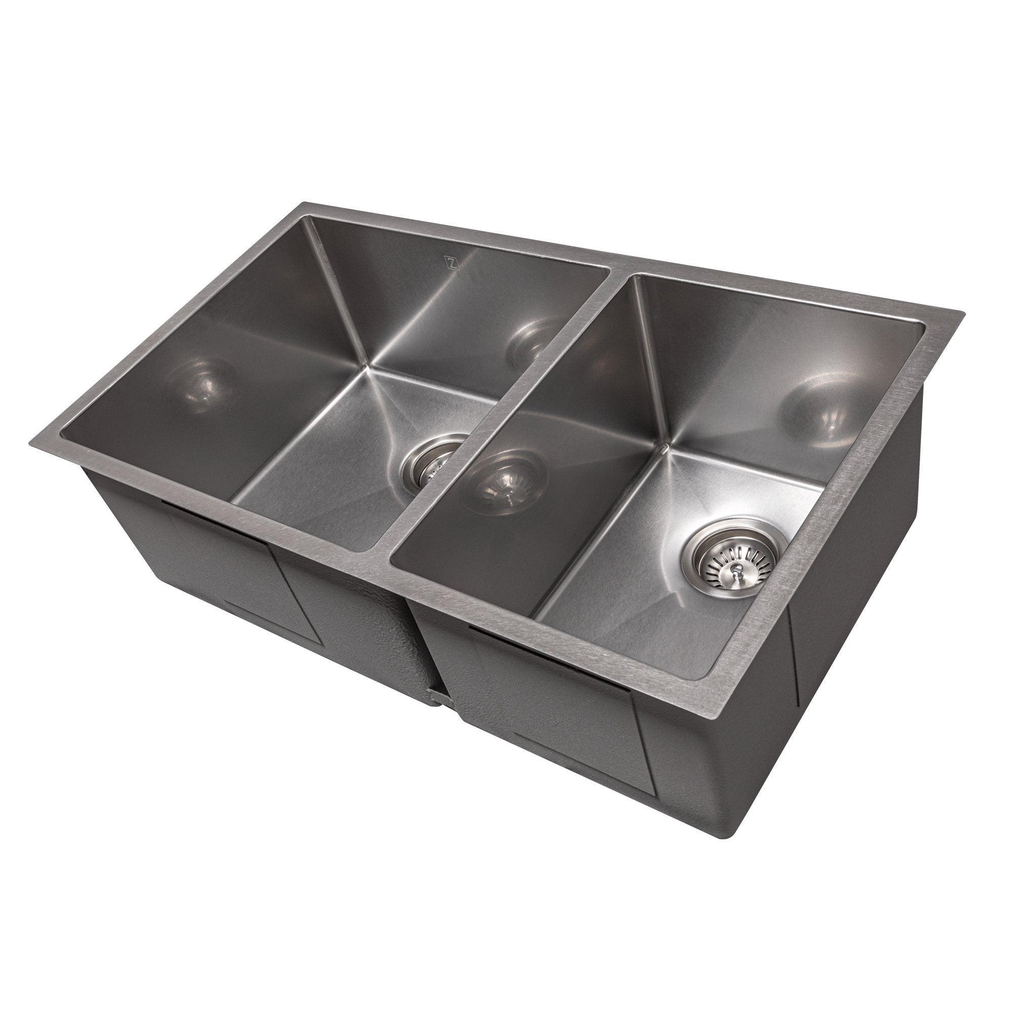 ZLINE 33" Chamonix Undermount Double Bowl Kitchen Sink with Bottom Grid 