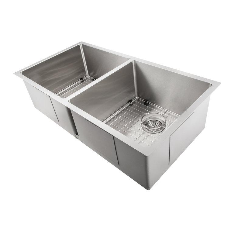 ZLINE 36" Anton Undermount Double Bowl Kitchen Sink with Bottom Grid