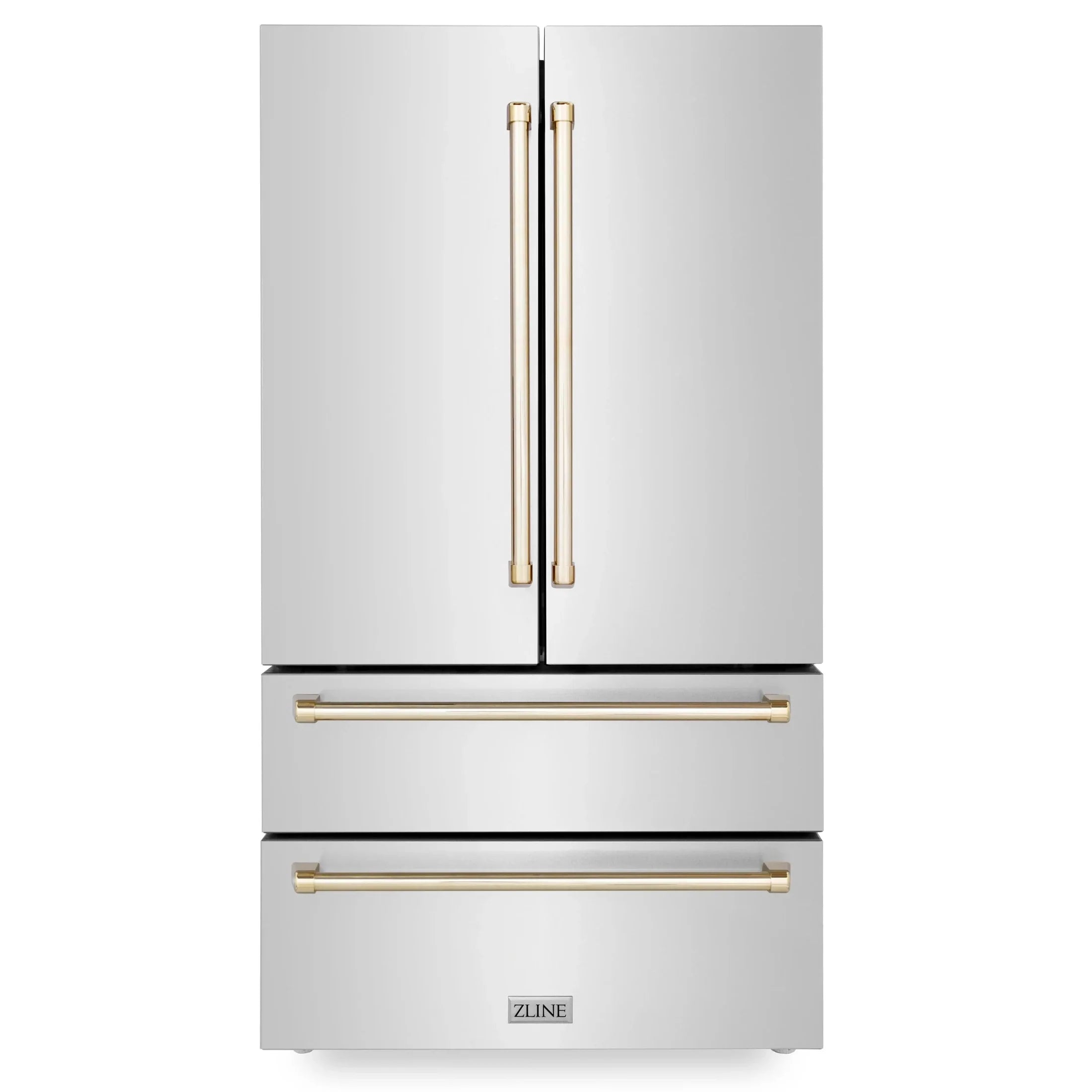 ZLINE 36" Autograph Edition 22.5 cu. ft Freestanding French Door Refrigerator with Ice Maker in Fingerprint Resistant Stainless Steel