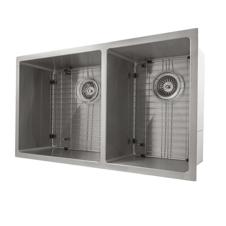 ZLINE 36" Chamonix Undermount Double Bowl Kitchen Sink with Bottom Grid