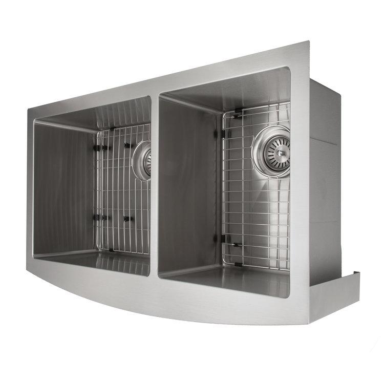 ZLINE 36" Courchevel Farmhouse Apron Mount Double Bowl Kitchen Sink with Bottom Grid 