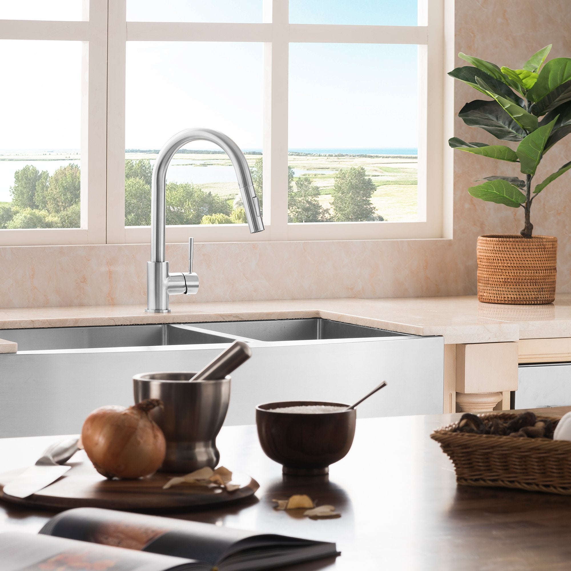 ZLINE 36" Courchevel Farmhouse Apron Mount Double Bowl Kitchen Sink with Bottom Grid 