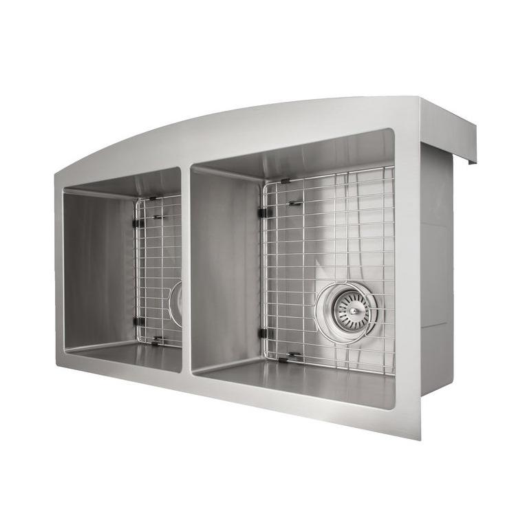 ZLINE 36" Niseko Farmhouse Apron Mount Double Bowl Kitchen Sink with Bottom Grid 