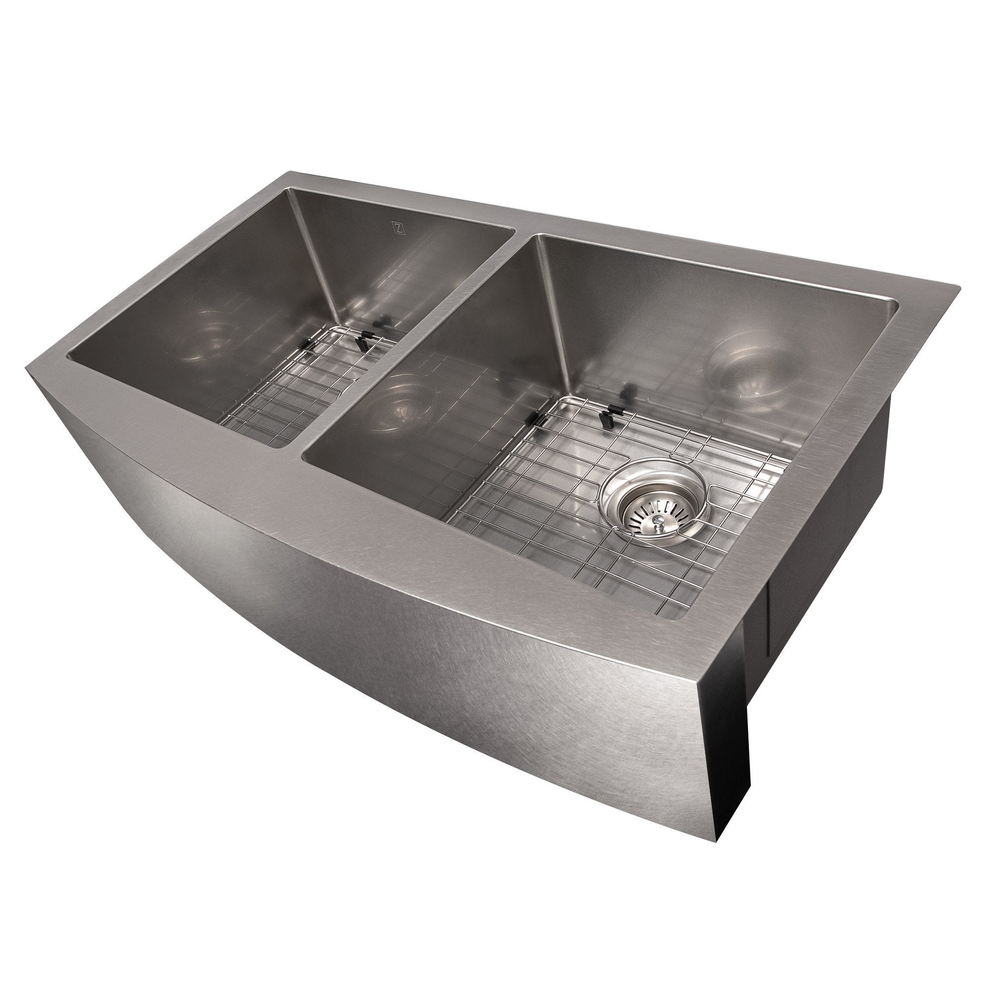 ZLINE 36" Niseko Farmhouse Apron Mount Double Bowl Kitchen Sink with Bottom Grid 