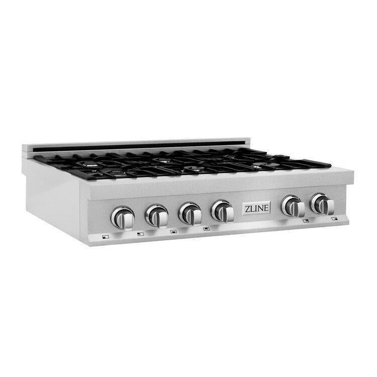 ZLINE 36" Porcelain Rangetop in DuraSnow Stainless Steel with 6 Gas Burners