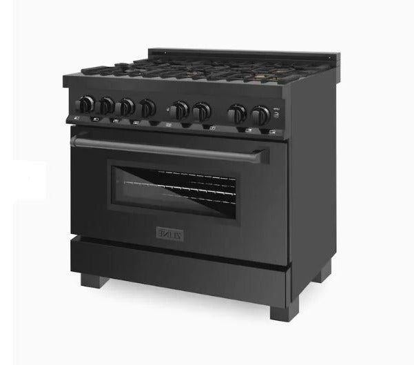 ZLINE 36" Professional Black Stainless Gas Burner And Electric Oven Range