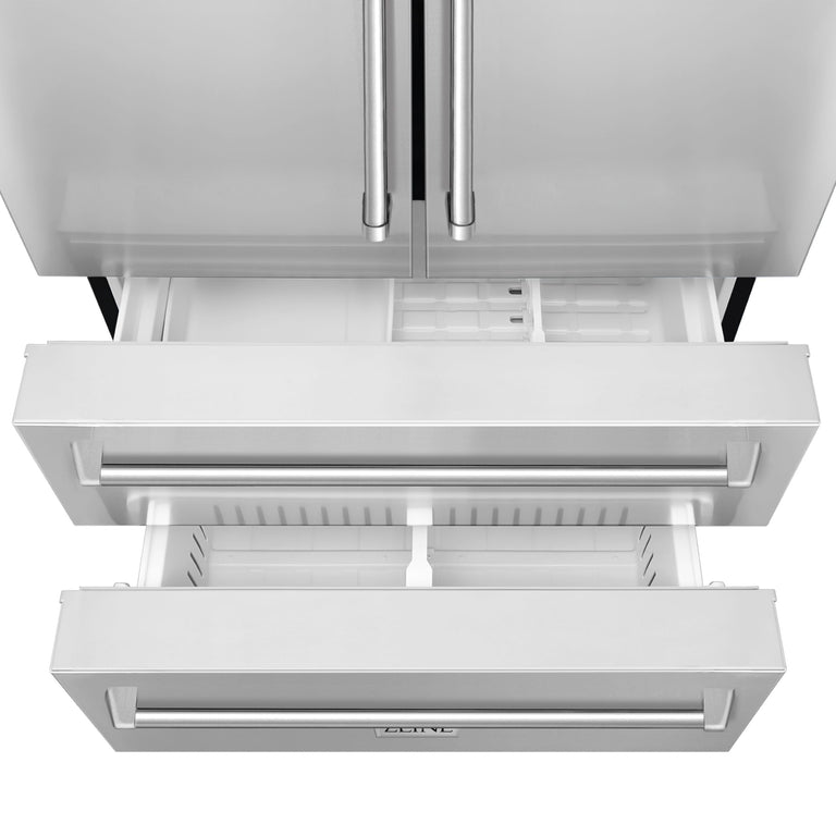 ZLINE 4-Piece Appliance Package - 30 In. Rangetop, Range Hood, Refrigerator, and Double Wall Oven in Stainless Steel - 4KPR-RTRH30-AWS