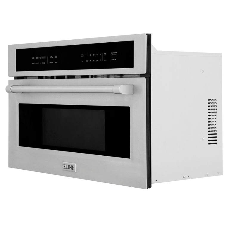 ZLINE Appliance Package - 4-Piece Appliance Package - 48 In. Rangetop, Wall Oven, Refrigerator, and Microwave Oven in Stainless Steel - 4KPR-RT48-MWAWS