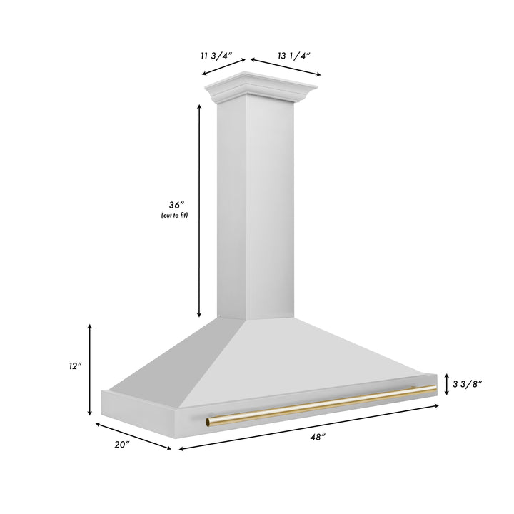 ZLINE 48" Autograph Edition Stainless Steel Range Hood with Stainless Steel Shell and Gold Accents - KB4STZ-48-G