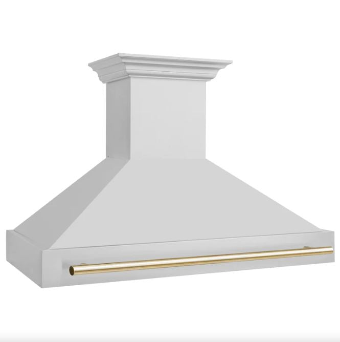 ZLINE 48 Inch Autograph Edition Stainless Steel Range Hood with Gold Handle, 8654STZ-48-G
