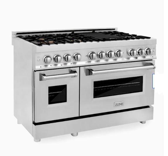 ZLINE 48" Professional Dual Fuel Range in Stainless Steel Gas Stove and Electric Oven